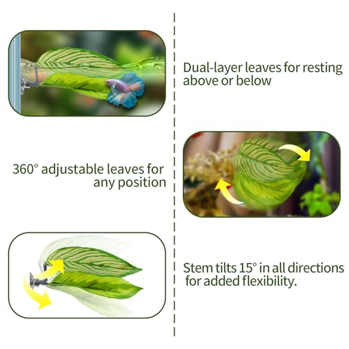 5PCS Betta Hammock & Fish Toys Set, Soft Aquarium Decor Plastic Plants that Won’t Damage Fishtail, Acrylic Tube Tunnel for Betta Fish Tank Decorations, Aquarium Hideout with Spare Suction Cups