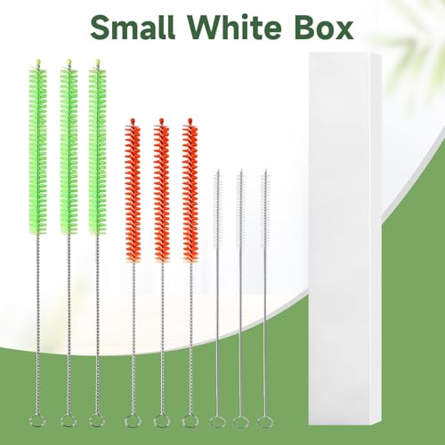 9PCS Reusable Long Colored Straw Cleaner Brush Set 12" Bendable,Capable of Cleaning Various Metal, Silicone, Plastic, Bamboo,Glass Straws Tubes Diameters Ranging from 4-16mm