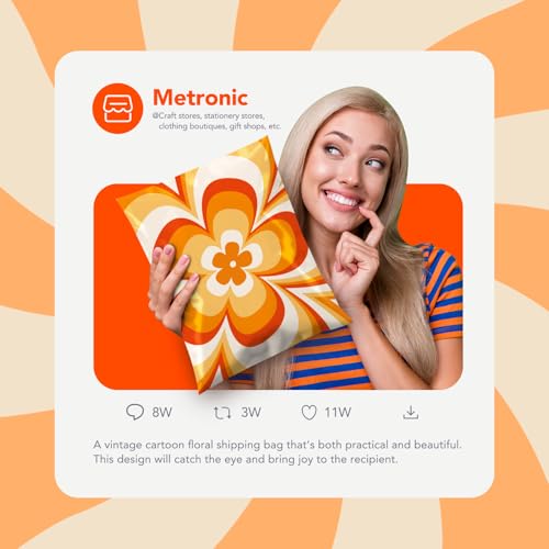 Metronic Poly Mailers 14.5x19 50pc Orange Flower,Waterproof Self Seal Shipping Bags Envelopes, Cute Floral Mailers Poly Bags Packaging Mailing Bags for Small Business Packing Shipping Clothes & Gifts - color: Orange Flower, size: 14.5x19 50pc