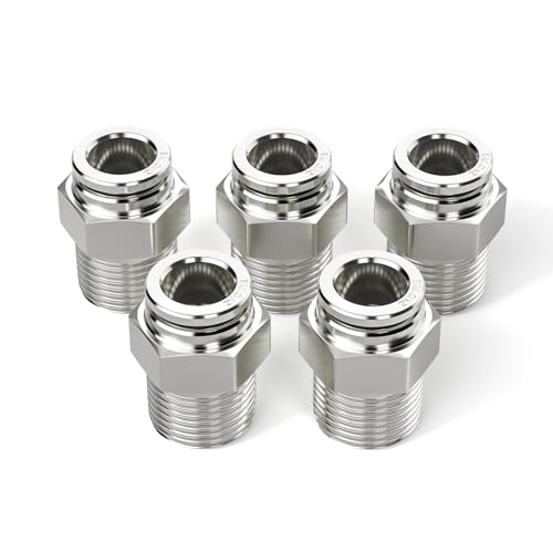 TAILONZ PNEUMATIC 304 Stainless Steel Male Straight 4MM Tube OD x 1/8 Inch NPT Thread Push to Connect Fittings PC4-N1 (Pack of 2) - size: 4mm OD 1/8''NPT