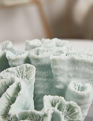 HAUCOZE Coral Decor Ocean Sculpture Statue Modern Home Art Table Centerpiece Gift for Living Room Bookshelf Polyresin 7.5 Inch