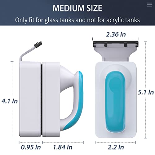 Pawfly Aquarium Strong Magnetic Brush Stain Cleaner with Detachable Stainless Steel Scraper and Non-Slip Handle 4 Inch Floating Cleaning Scrubber Tool for Glass Fish Tank (Not for Acrylic Tank) - size: Medium