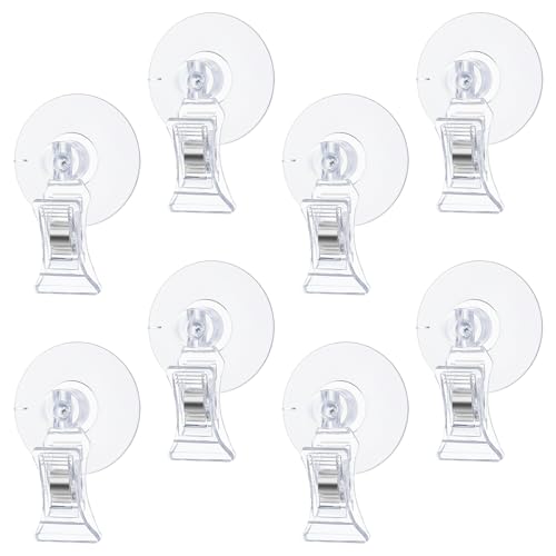 LLOUSSAK 8Pcs Transparent Aquarium Suction Cups with Clips, Plastic Fish Feeding Tool, Plant Holder for Fish Tank, Underwater Fishes Feeder Accessories, Fishes Tank Accessories