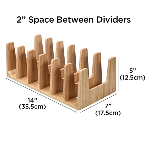 MobileVision Bamboo Pot Lid Holder Organizer for Storage in Cabinets or Kitchen Countertops and Cupboards