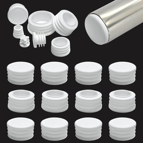 EASYEAH 1-1/4" (32mm) Plastic Hole Plugs White -Round Chair Leg Caps, Flush Mount Pipe Plugs, Tubing End Caps for Metal&Wood Legs Tube, Outdoor Furniture Feet caps & Table Plastic Plugs, 12 PCS - color: White, size: 12 PCS,1-1/4"