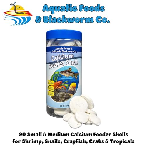 Calcium Feeding Shells, Small & Medium for Shrimp, Snails, Crabs, Crayfish, Plecos, Catfish, All Tropical Fish, 4-Type Wafer & 12-Type Pellet Mix Included...90 Count Canister - size: 90 Count (Pack of 1)