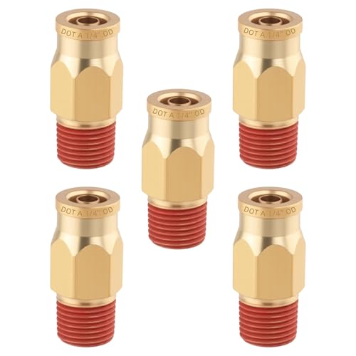5PCS Quick Push to Connect Fittings,Brass Union Straight DOT Approved 1/4" Tube OD x 1/8" NPT Thread Air Suspension Kit for Truck Trailers and Air Brake System - size: 1/4" OD x 1/8" NPT, style: Quick Push Straight-5PCS