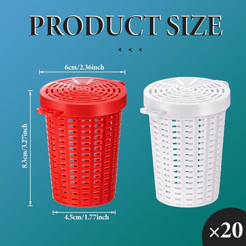 20 Pcs Fishing Bait Cage Trap Fish Lure Feeder Basket Holder Plastic Bait Bucket for Crawfish Minnow Shrimp Earthworm Crab Carp Catfish Traps Cast Net