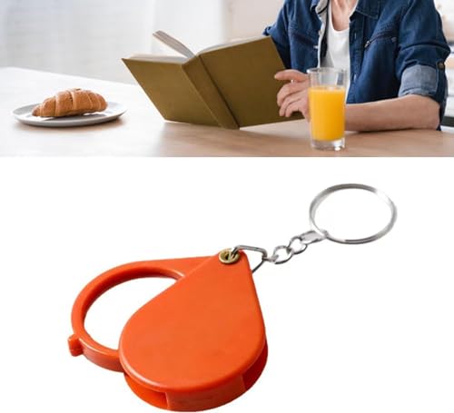 10X Magnifying Glass, Keychain Magnifier, Orange, Portable, for Small Objects and Visual Impairment