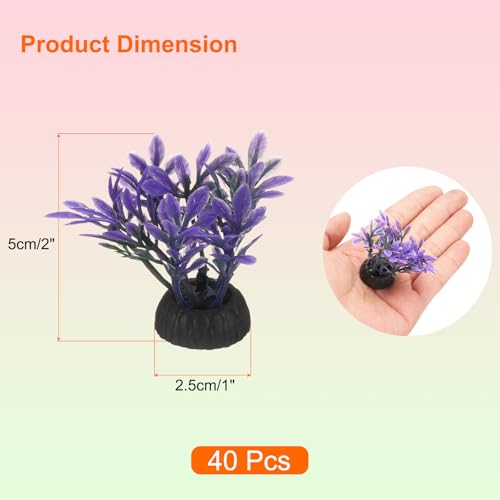 uxcell Aquarium Artificial Plants, 40 Pcs Fish Tank Plants Decorations Accessories Aquatic Ornaments Decor Water Grass, Purple (Four Grass) - color: Purple