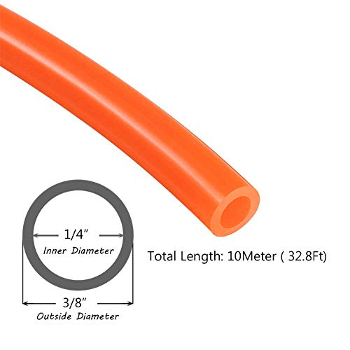 Beduan Pneumatic Tubing Pipe 3/8" OD Orange Air Compressor PU Line Hose Tube for Water Fluid Transfer 10Meter 32.8ft - color: Orange, size: 3/8" OD-32.8ft