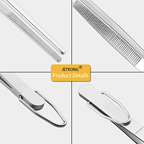 JETKONG Extra Long Kitchen Tweezers Heavy Duty Stainless Steel Cooking Tweezers, Set of 3 (9 12 14 Inch, Silver) - color: Silver, size: 9 12 14 Inch