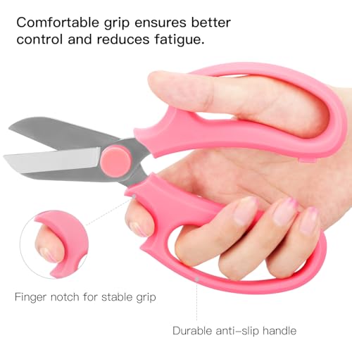 Housolution Flower Scissors, Strong Floral Shears,3PCS Premium Steel Garden Pruning Shears Floral Fruits Leaf Scissors Hand Pruner Snip Trimming Tool for Gardening Flower Arrangement, Pink - color: Pink, size: 3 Pack