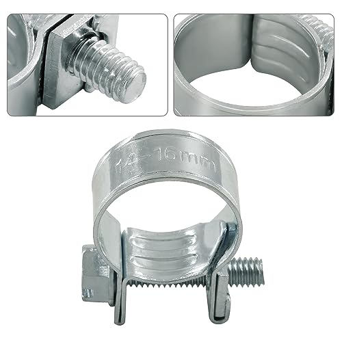 12pcs Stainless Steel Gas Line Clamp, 14-16mm, Silver, Industrial Hose Clamp - size: 14-16mm