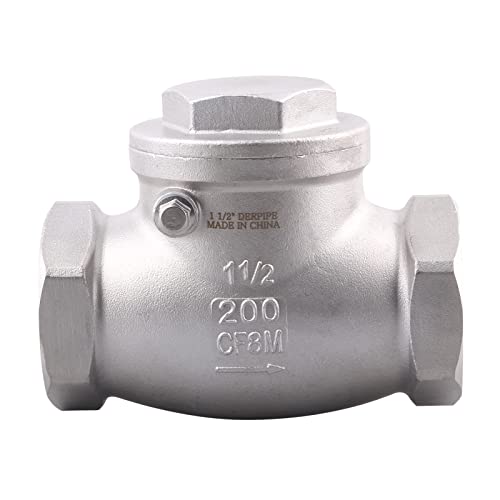 1-1/2 Inch Swing Check Valve - WOG 200 PSI Stainless Steel SS304 CF8M NPT - size: 1.5 Inch, style: Swing