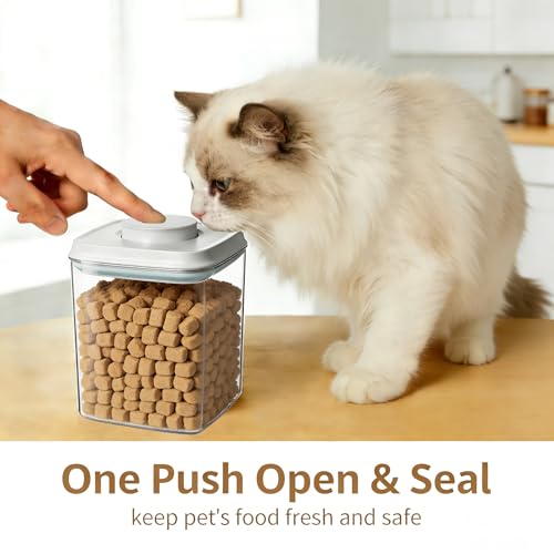 Ankou Airtight Dog Food Storage Container, 2.8 QT, One-Touch Pop Lid, BPA-Free | Clear Stackable Canister for Pet Food & Cat Treats - color: 2.8 Qt