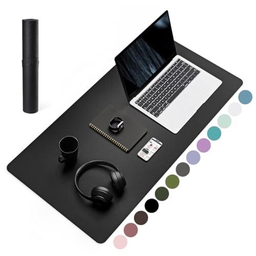 YSAGi Non-Slip Leather Desk Pad, Waterproof Laptop Computer Desk Keyboard Mat, Table Protector Blotter Mat, Large Mouse Pad for Office/Work/Home/Decor(Black, 31.5" x 15.7") - color: Black, size: 31.5" x 15.7"
