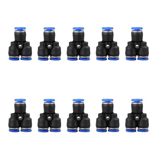 1/4 inch OD Y splitter Push to connect Fittings,push to connect air fittings, air line push connectors (10 Pcs) - size: 0.25 Inch, style: Y spliter Union