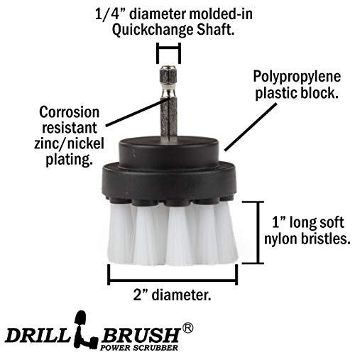 Cleaning Supplies - Scrub Brush - Car Detailing Products - Detailing Brush - Wheel Brush - Carpet Cleaner - Upholstery Cleaner - Drill Brush - Soft Bristle Brush - Aluminum - Car Cleaning Detail Brush - color: White