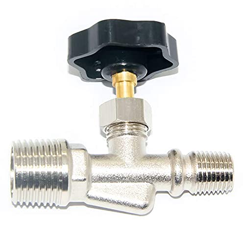 Joywayus Adjustable Needle Valve Male Thread 1/4" NPT x 1/2" NPT Brass Nickel Plated Anti-Rust Reduce Flow Control Straight Connection - size: 1/4"×1/2"