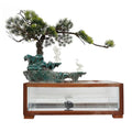 Tabletop Fountain Elegant Indoor Crane Water Fountain w/Fish Tank & Atomizer, Desktop Decoration with LED, Fake Plants Feng Shui Decor for Office Home