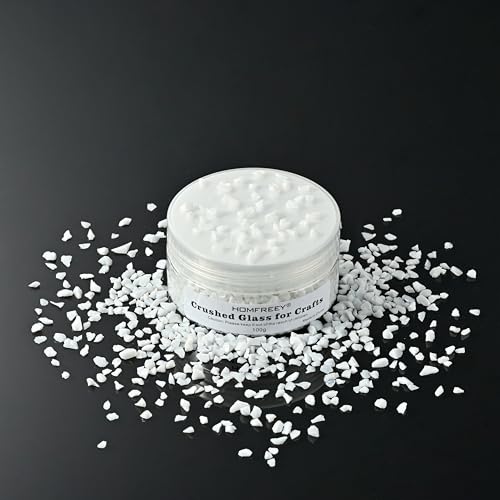 White Sea Glass Chips,2-4mm Irregular Crushed Glass Bulk,Transparent Crystal Chunky Broken Sparkling Stone Decor,for Resin Mold Art Vase Filler,Hydroponic Plant Stone .(100g) - color: white