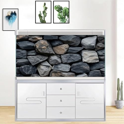 iTapnoom Underwater Stone Aquarium Background, Rock Wall Nature Landscape Fish Tank Backdrop Decor, Polyester Fabric with 6 EVA Double-Sided Tapes 36x18 inches/90x45cm - color: Stone, size: 36"L x 18"W