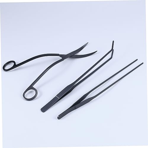 3pcs Fish Tank Water Grass Scissors Set Tweezers Brush Long Handle Easy to Use for Plant Care