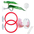Betta Fish Toy Set: Betta Training Floating Mirror, Training/Feeding Ring, Spoon, and Resting Leaf. Promotes Exercise. Betta Toys, Resting & Feeding Kit(Red) - color: Red