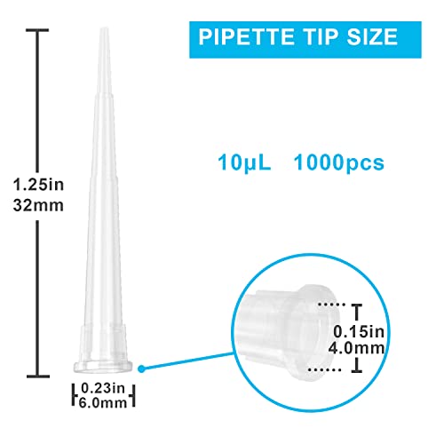 ONiLAB Pipette Tips 10 UL 1000 PCS Laboratory Universal Plastic Liquid Pipettor Tips Polypropylene (PP) Autoclavable, Transparent - size: 10uL(1000PCS)
