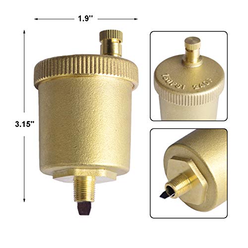 Hydro Master Automatic Air Vent Valve 1/8 Inch Brass (Pack of 2) - size: 1/8” (Pack of 2)