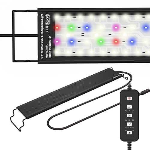 24/7 Mode LED Aquarium Light for 36-45 Inch Plant & Fish Tank, IP68 Full Spectrum Light, Sunrise-Daylight-Moonlight, White Red Green Blue Pink LEDs with Extendable Brackets for Freshwater - size: For 36-45 inch Tank