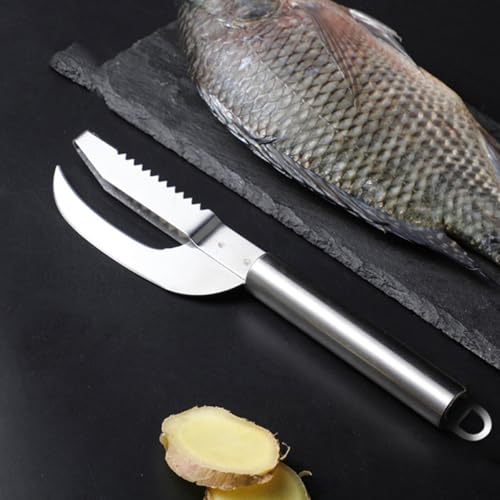 minkissy 2pcs Stainless Steel Fish Scale Remover and Belly Opener Tool Set Multi-use Reusable Seafood Cleaning Kitchen Gadgets for Home Cooking
