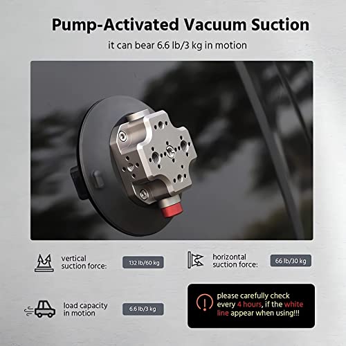 MIMIRACLE Camera Suction Cup Mount, 4.5" Pump-actived Vacuum Suction Mount Compatible with Action Cameras, DSLR Cameras, Securely Attach Your Camera -Titanium - color: Titanium