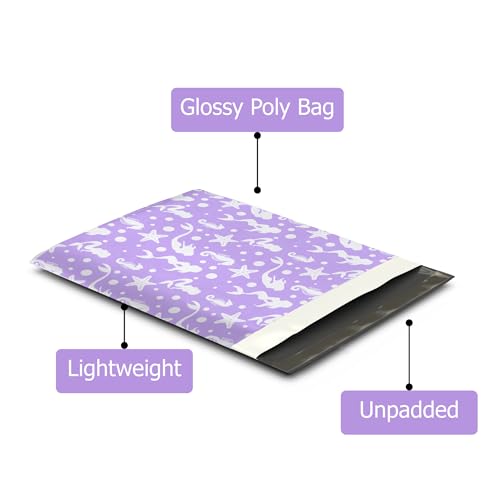 12x15 (50) Purple Mermaids Designer Poly Mailers Waterproof Self Sealing Tear Resistant Polymailers Shipping Envelopes Premium Printed Bags For Small Businesses - color: Mermaids, size: 12x15