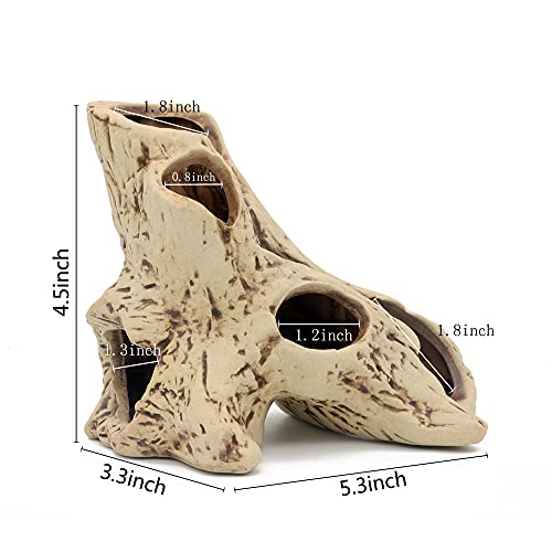 Aquarium Tree Stump Hole for Betta Fish Toys,Rock Cave Cichlid Stone Betta Fish Accessories 10, 20 Gallon Fish Tank Decorations, Aquarium Rocks Decor