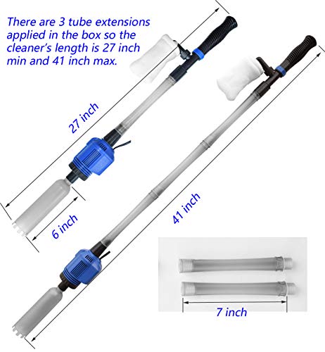 Auto Electric Aquarium Gravel Cleaner, 3 in 1 Automatic Sludge Extractor for Fish Plant Tanks