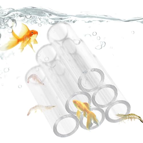 Aquarium Shrimp Cave - Clear Acrylic Breeding Habitat, Crystal Shelter Tube, Secure Aquatic Hideaway | Shrimp Breeding Tube for Small fishss Tank Environment - color: 6 Tubes
