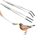 2Pcs Reptile Feeding Tong with Rubber Tip Aquarium Tweezers Stainless Steel Straight Curved Feeding Tong Long Handle Terrarium Feeder Tool for Tank Lizards Bearded Dragon Spider Snake - size: 10Inch