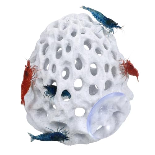 Shrimps Dome Hide Betta Hideout Shrimp Hides for Aquarium Shrimp Cave Realistic Plastic Aquarium Coral Rock Decorations with Suction Cup Aquariums Ornaments Tank Accessories for Fish Hiding & Resting