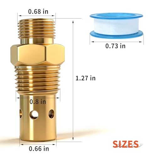 CAC-437-2 Air Compressor Check Valve 1/2 NPT 1/2 CFPC Brass Fittings for DeVilbiss Craftsman 5HP IRL6560V IRL5G20 5E60VAD