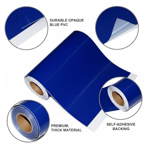 Self-Adhesive Aquarium Background Sticker, Opaque Blue PVC Backdrop for Fish Tank Glass - size: 39.37 x 11.81 x 0.04 in