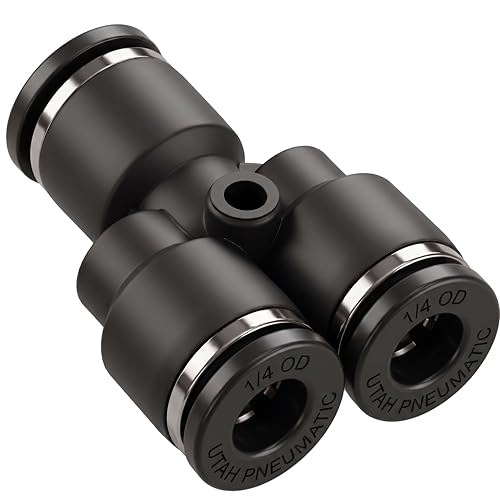 1/4 Push To Connect Fittings Y Splitter Air Line Union Push Fit Fittings Tube Fittings Pneumatic Push 10 Pack (1/4 Inch Y Splitter) - color: Black-Y, size: 1/4" OD 10 PCS