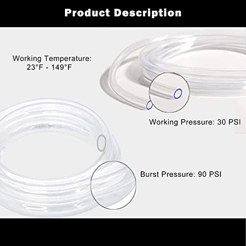 YOUHO 10 Feet PVC- 1/2" ID Clear Vinyl Tubing Food Grade Multipurpose Tube for Beer Line, Kegerator, Wine Making, Aquaponics, Air Hose - color: 10 Feet, size: 1/2" ID