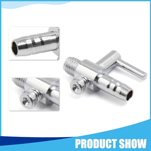 Air Pump Control Valve, Stainless Steel Single Way Air Valve Distributor for Aquarium Pump, 0.9x 0.84x 0.32inch (Silver Tone 6pcs)