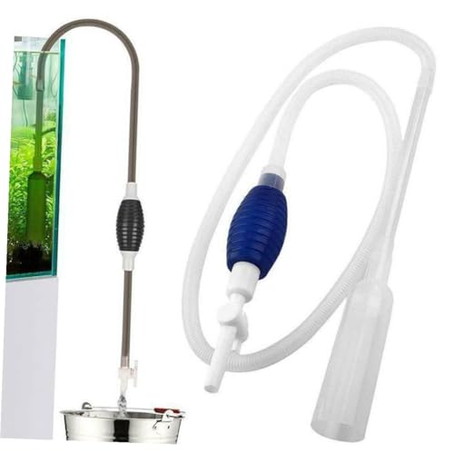 Beaupretty Aquarium Fish Tank Cleaner Manual Water Pump Siphon Vacuum Gravel Medium Size White for Fish Tank Water Change and Gravel Washing
