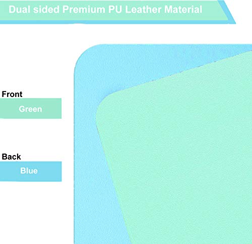 SUJAYU Dual Sided PU Leather Desk Pad, Mouse Pad, Office Desk Mat, Non-Slip Laptop Desk Pad, Waterproof Desk Writing Pad for Office and Home (23.6" x 11.8", Green+Blue) - color: Green+blue, size: 11.8" x 23.6"