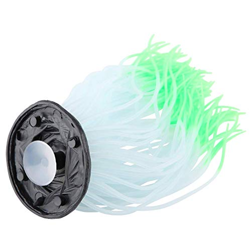 Pssopp Simulation Silicone Luminous Sea Anemone Ornament Artificial Plant Simulation Sea Anemone for Aquarium Fish Decoration with Suction Cup(Green) - color: Green