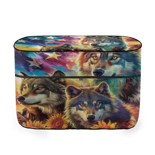 American Flag Wolf Double 20lb RV Propane Tank Cover Reliable Weather Resistant Gas Cylinder Cover Travel Trailer Polyester Waterproof Cover - color: American Flag Wolf-1, size: S(20LB)