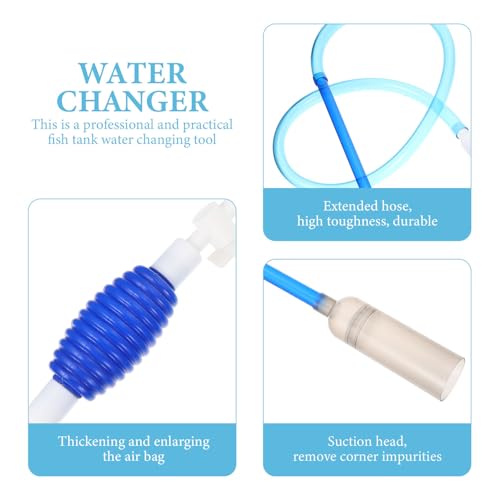 POPETPOP Manual Aquarium Gravel Vacuum Cleaner 1.96m Portable Fish Tank Water Changer Siphon Pump for Household Aquarium Cleaning
